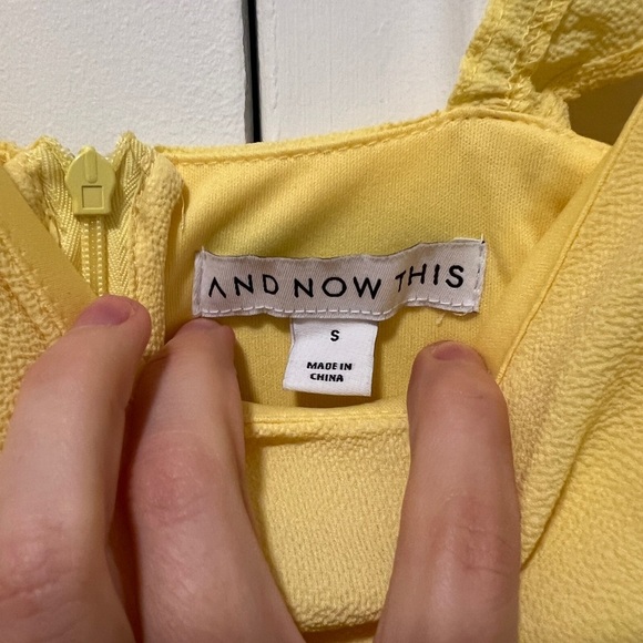 and Now This Women's Ruffled Side Front Slit Midi Dress Yellow size small bright - Picture 6 of 8